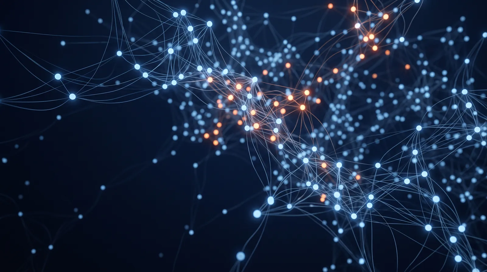 Glowing neural network formation suggesting connected intelligence